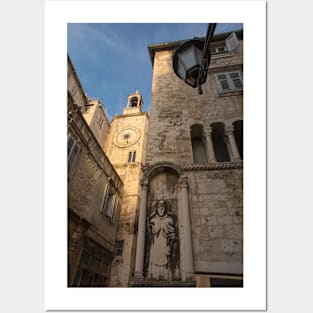 Pjaca Clock Tower and Cyprians Palace, Split, Croatia Posters and Art